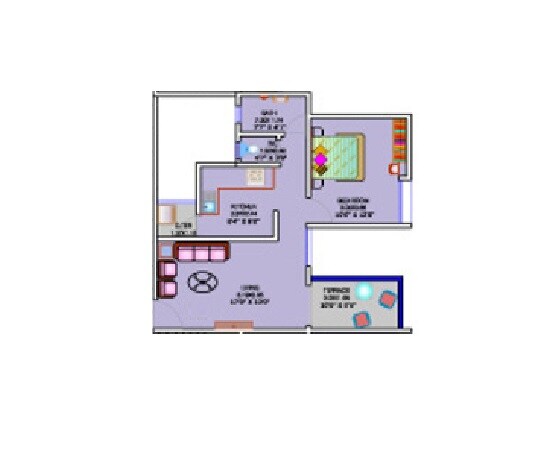 Floor plan of 1 BHK 409 Sq. Ft. Apartment in Sai Aradhana Mahalunge, Pune