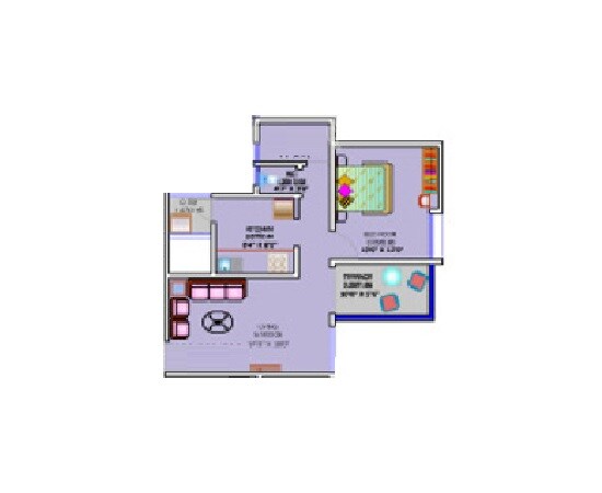 Floor plan of 1 BHK 413 Sq. Ft. Apartment in Sai Aradhana Mahalunge, Pune