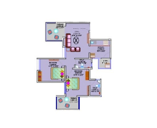 Floor plan of 2 BHK 511 Sq. Ft. Apartment in Sai Aradhana Mahalunge, Pune