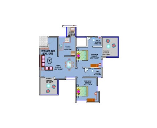 Floor plan of 2 BHK 677 Sq. Ft. Apartment in Sai Aradhana Mahalunge, Pune
