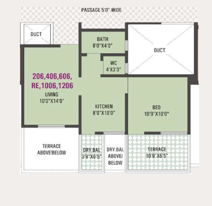 1 BHK 489 Sq. Ft. Apartment