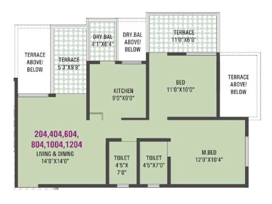 2 BHK 710 Sq. Ft. Apartment