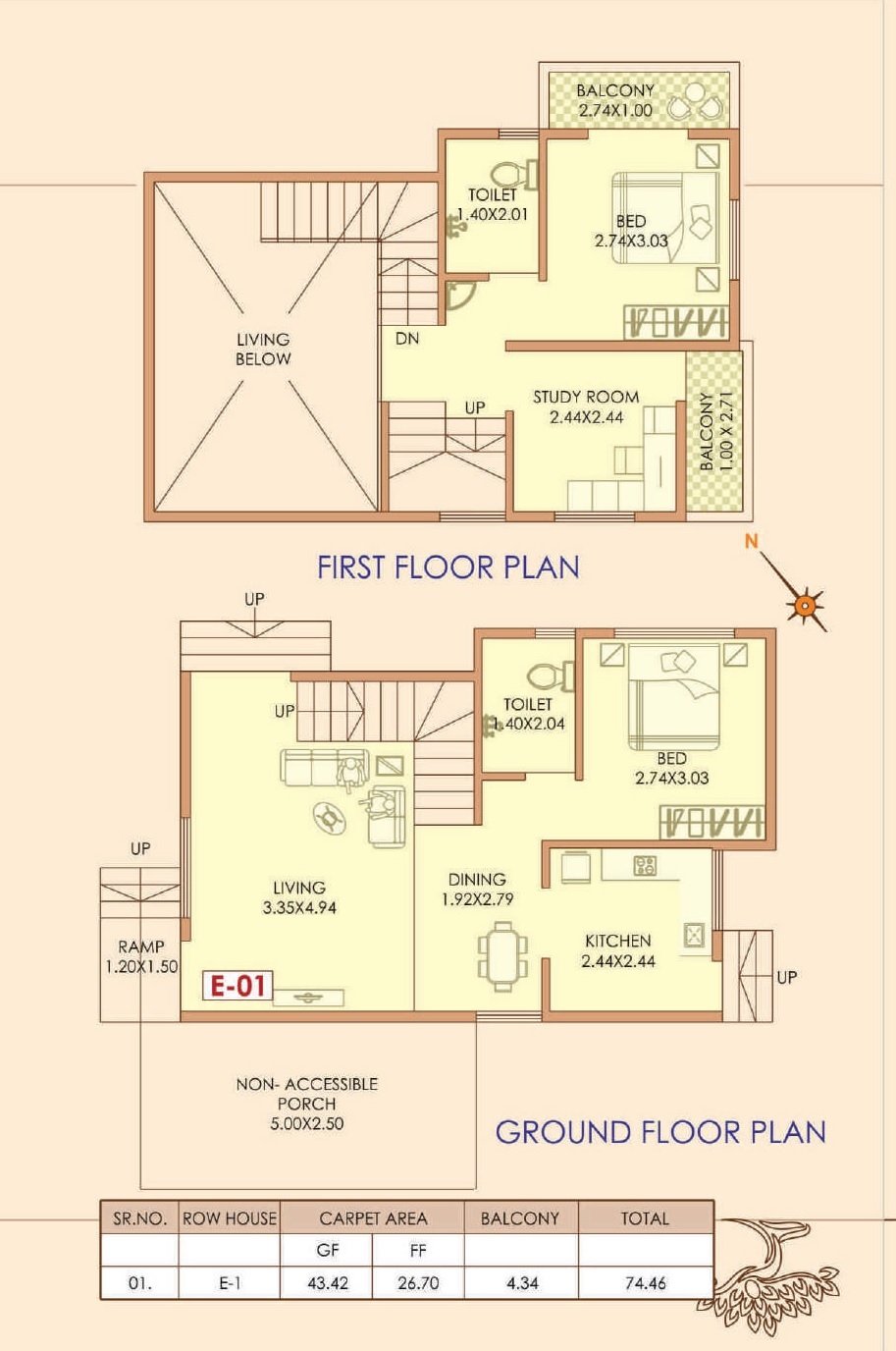 2 BHK 755 Sq. Ft. Row House in Sai Nandan Eka Valley