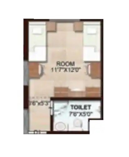 Floor plan of 192 Sq. Ft. Studio in Sai Spacecon 7 Square, Pune