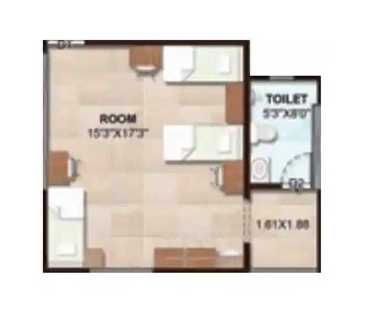 Floor plan of 340 Sq. Ft. Studio in Sai Spacecon 7 Square, Pune
