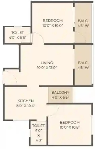 2 BHK 610 Sq. Ft. Apartment in Sai Swami Classic