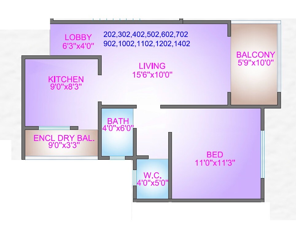 Floor plan of 1 BHK 548 Sq. Ft. Apartment in Sai Vaastu Dreams, Pune