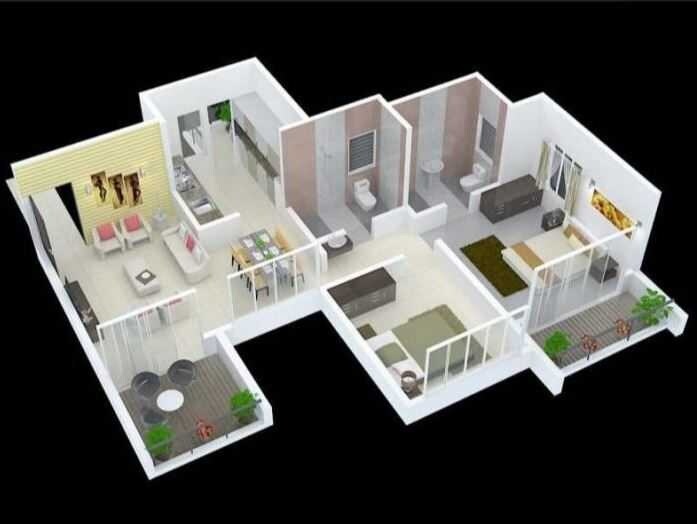 Floor plan of 2 BHK 574 Sq. Ft. Apartment in Sai Venkata Astoria Royals, Pune