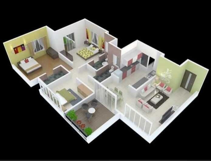 Floor plan of 3 BHK 1146 Sq. Ft. Apartment in Sai Venkata Astoria Royals, Pune