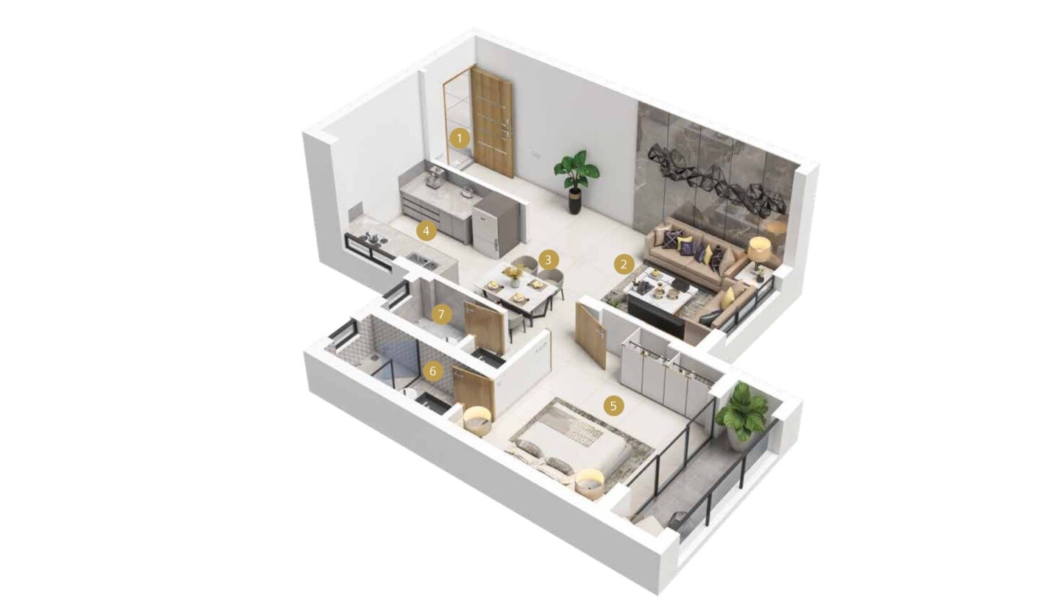 Floor plan of 1 BHK 490 Sq. Ft. Apartment in Samarth Manorath, Pune