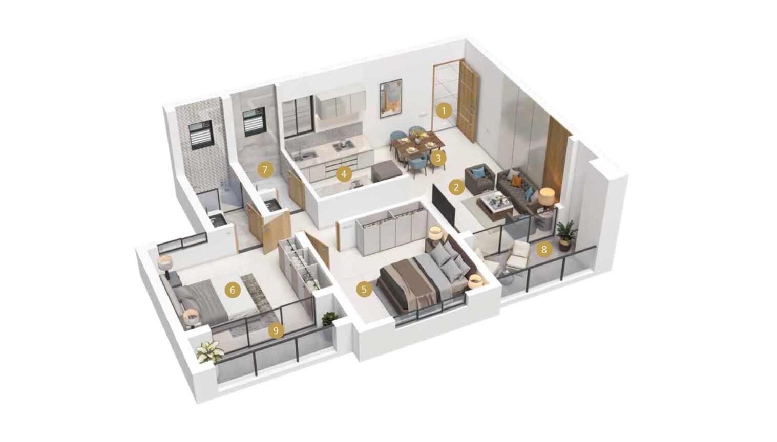 Floor plan of 2 BHK 707 Sq. Ft. Apartment in Samarth Manorath, Pune