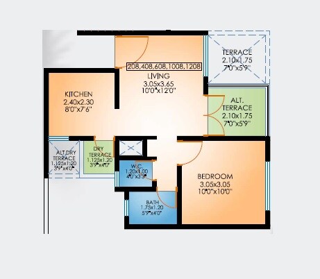 Floor plan of 1 BHK 299 Sq. Ft. Apartment in Samarth Swapnpurti Residency, Pune