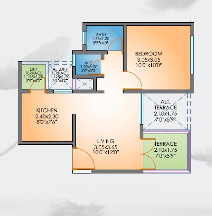 Floor plan of 1 BHK 301 Sq. Ft. Apartment in Samarth Swapnpurti Residency, Pune
