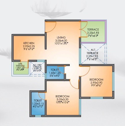 Floor plan of 2 BHK 522 Sq. Ft. Apartment in Samarth Swapnpurti Residency, Pune