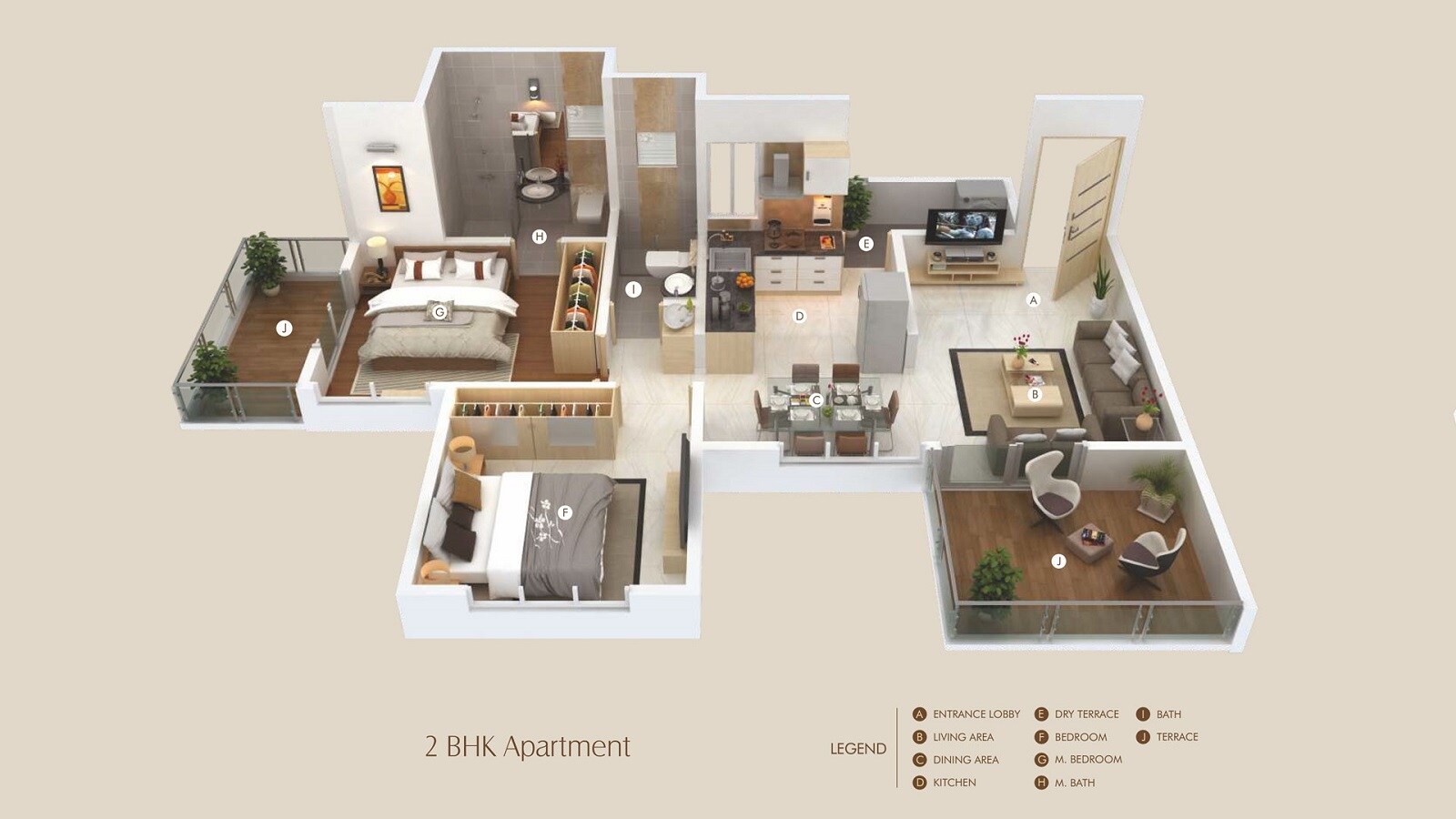 Floor plan of 2 BHK 615 Sq. Ft. Apartment in Samarth The Westford, Pune