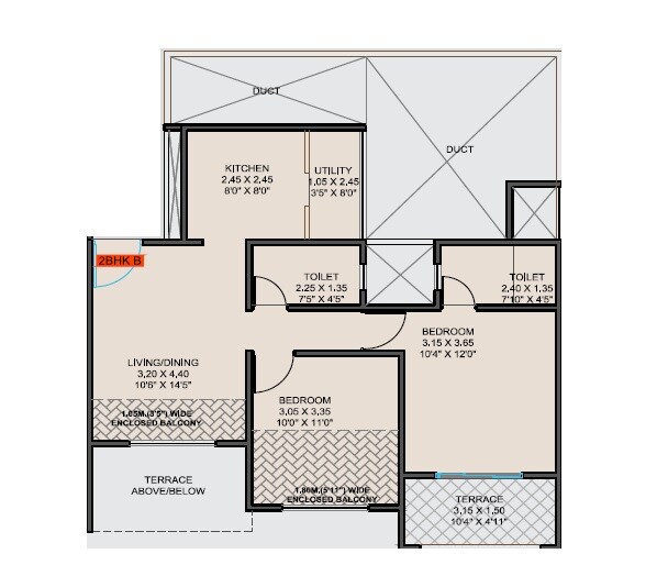 Floor plan of 2 BHK 761 Sq. Ft. Apartment in Samarttha Trimurti 41 Estera, Pune