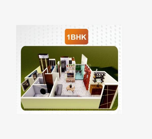 Floor plan of 1 BHK 431 Sq. Ft. Apartment in Samruddhi Prime, Pune
