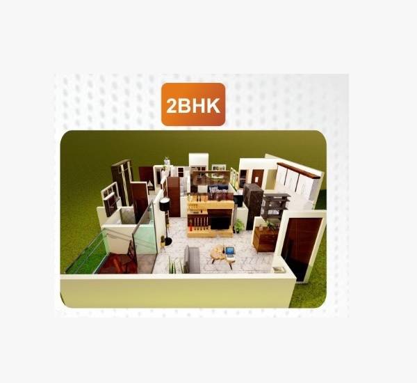 Floor plan of 2 BHK 534 Sq. Ft. Apartment in Samruddhi Prime, Pune
