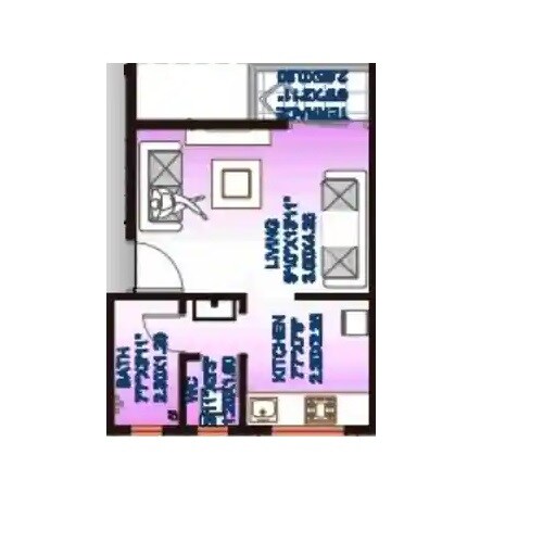 Floor plan of 253 Sq. Ft. Studio in Samruddhi Rutugandh, Pune