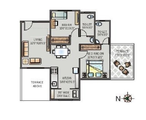Floor plan of 1 BHK 428 Sq. Ft. Apartment in Sancheti Eves Garden, Pune