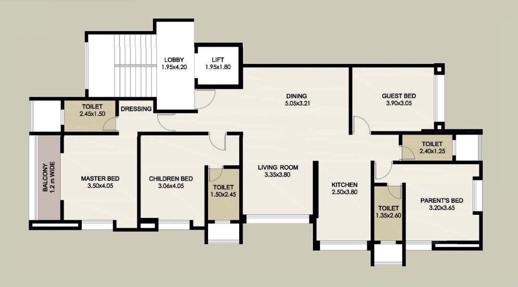 Floor plan of 4 BHK 1414 Sq. Ft. Apartment in Sancheti Mitrakunj, Pune