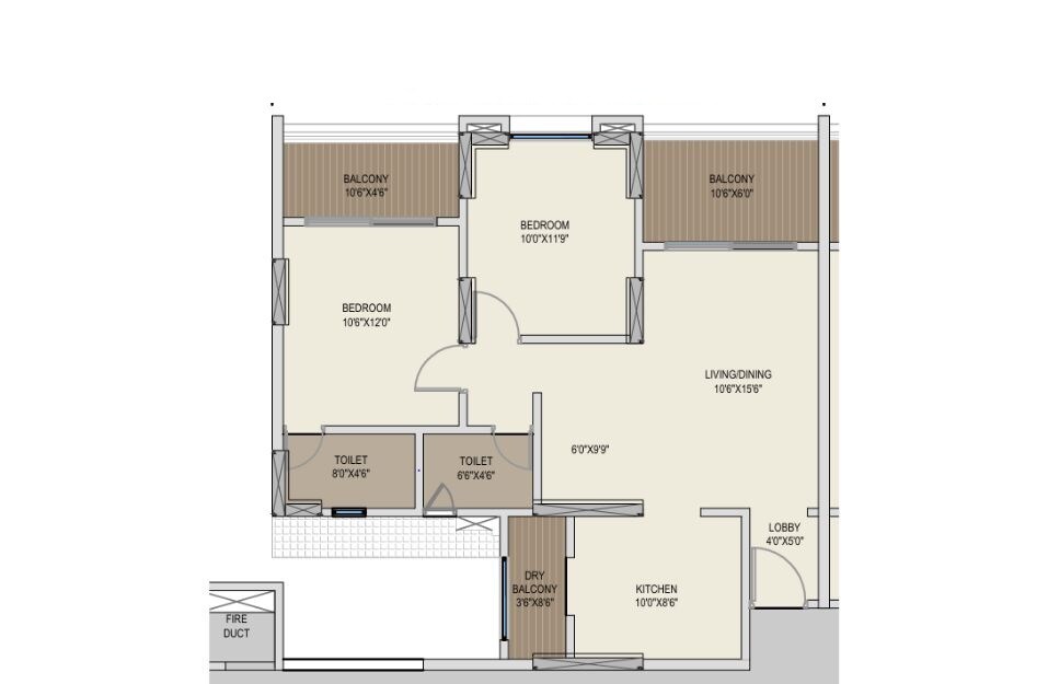 2 BHK 703 Sq. Ft. Apartment