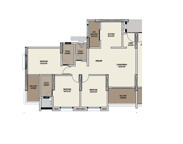 3 BHK 1062 Sq. Ft. Apartment