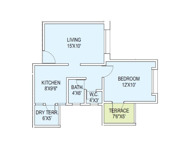 Floor plan of 1 BHK 439 Sq. Ft. Apartment in Sangameshwari Apartment, Pune