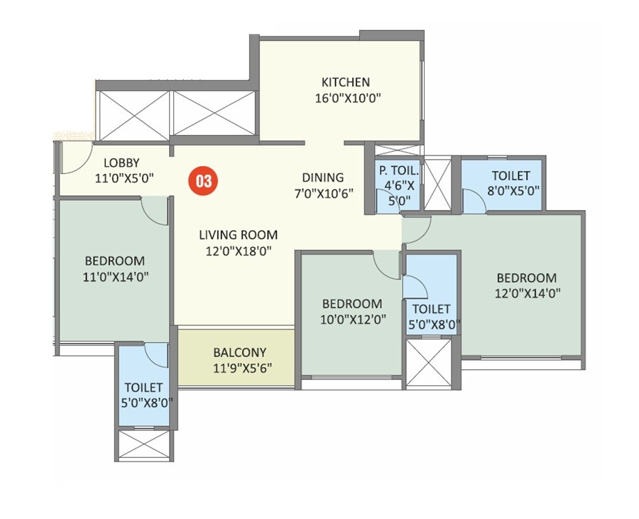 3 BHK 1255 Sq. Ft. Apartment