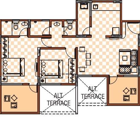 Floor plan of 2 BHK 467 Sq. Ft. Apartment in Sanjeevani Dhruva, Pune