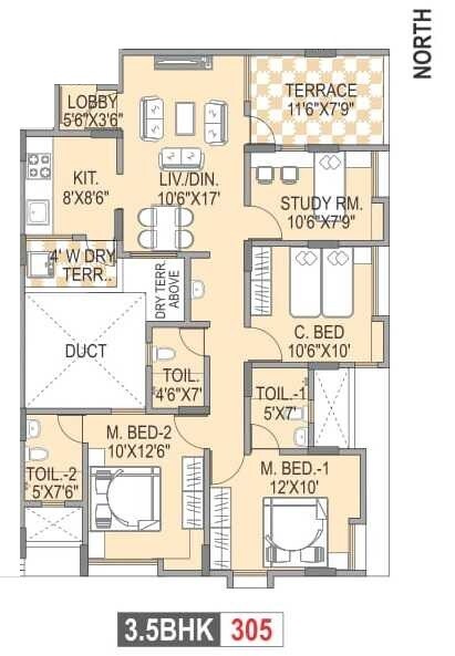 3 BHK 1478 Sq. Ft. Apartment