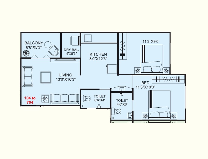 Sanjivani Snehal Apartments 2 BHK Layout