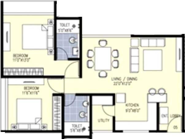 2 BHK 1085 Sq. Ft. Apartment
