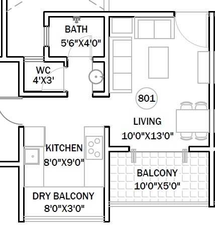 1 BHK 606 Sq. Ft. Apartment in Sanraj Antara Apartment