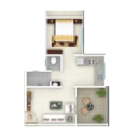 Floor plan of 1 BHK 494 Sq. Ft. Apartment in Sanskruti Indrayani Vatika, Pune