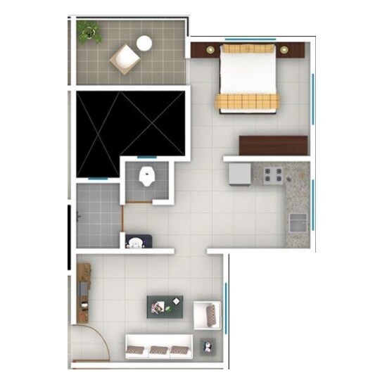 Floor plan of 1 BHK 512 Sq. Ft. Apartment in Sanskruti Indrayani Vatika, Pune
