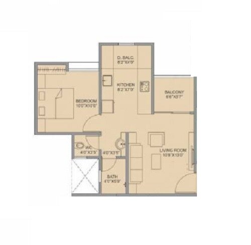 Floor plan of 1 BHK 457 Sq. Ft. Apartment in Sanskruti Keshav Kunj, Pune