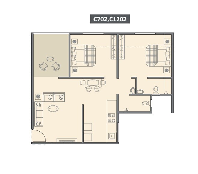 Floor plan of 1 BHK 420 Sq. Ft. Apartment in Sapphire Vrinda, Pune
