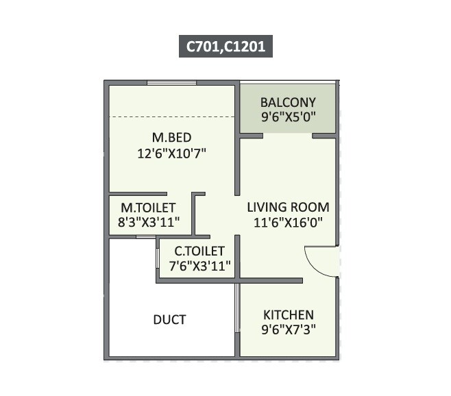 Floor plan of 2 BHK 751 Sq. Ft. Apartment in Sapphire Vrinda, Pune