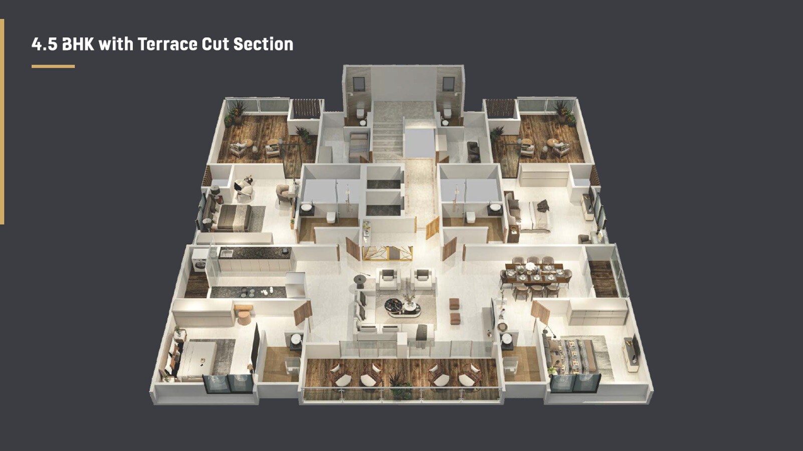 Floor plan of 4 BHK 2785 Sq. Ft. Apartment in Sapra Power Terrace, Pune