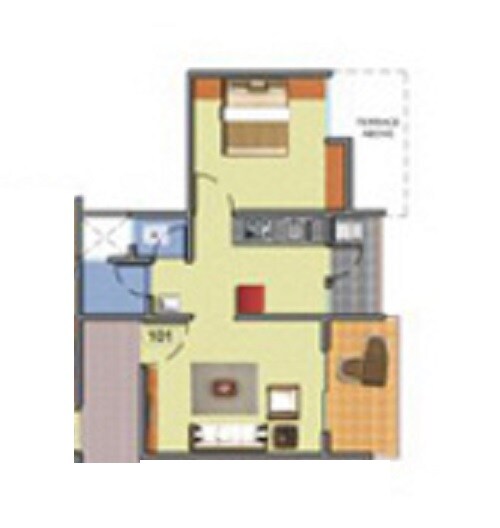 Floor plan of 1 BHK 201 Sq. Ft. Apartment in Sara City Phase A, Pune