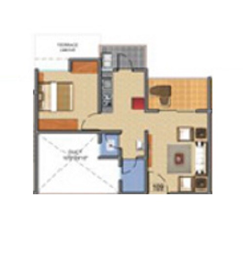 Floor plan of 1 BHK 310 Sq. Ft. Apartment in Sara City Phase A, Pune