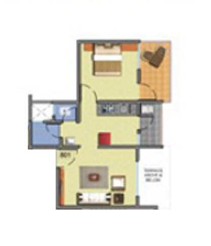 Floor plan of 1 BHK 201 Sq. Ft. Apartment in Sara City Phase C, Pune