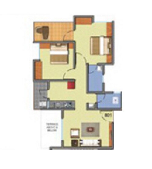 Floor plan of 2 BHK 459 Sq. Ft. Apartment in Sara City Phase C, Pune