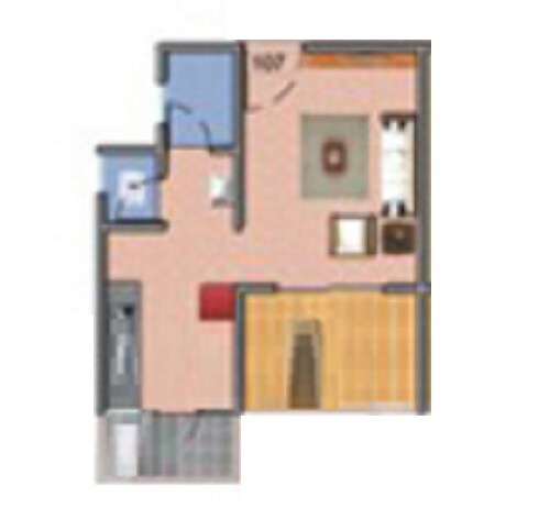 Floor plan of 196 Sq. Ft. Studio in Sara City Phase C, Pune