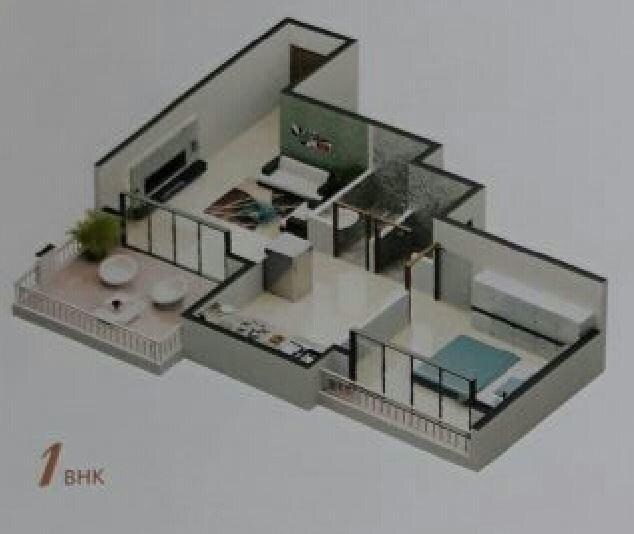 Floor plan of 1 BHK Apartment - 522 sq. ft. in Saraswati Complex, Pune