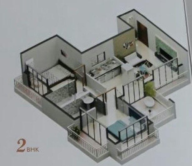 Floor plan of 2 BHK Apartment - 903 sq. ft. in Saraswati Complex, Pune