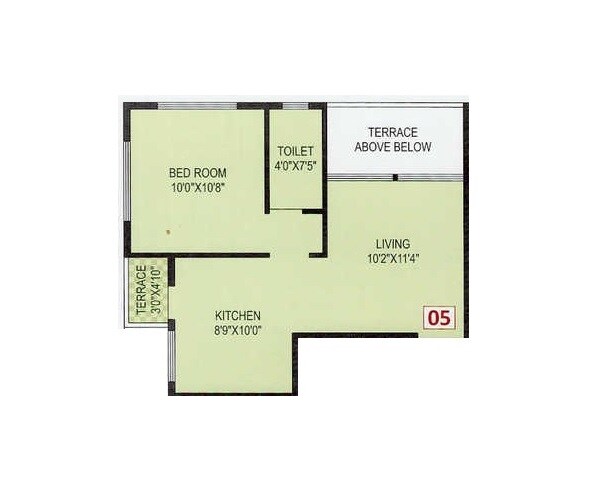 Floor plan of 1 BHK 384 Sq. Ft. Apartment in Saurabh Heights, Pune