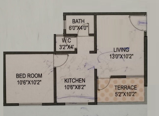 Floor plan of 1 BHK 341 Sq. Ft. Apartment in Savali Heights, Pune