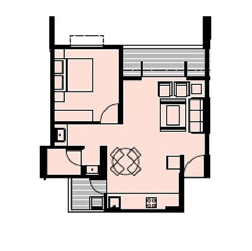 Floor plan of 1 BHK 512 Sq. Ft. Apartment in SB Patil Ganesh Paradise, Pune